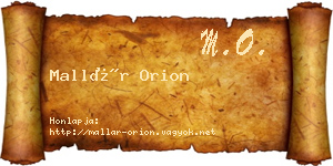 Mallár Orion névjegykártya